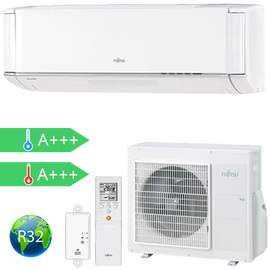 FUJITSU ASYG12KXCA/AOYG12KXCA (kültéri + beltéri egység) Oldalfali split klíma 3,4 kW Hősz. Inver. R32