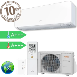 FUJITSU ASYG07KGTF/AOYG07KGCB (kültéri + beltéri egység) Oldalfali split klíma WIFI 2.5 kW Hősz. Inver. R32