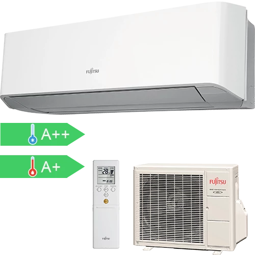 FUJITSU ASYG12LMCE/AOYG12LMCE (kültéri + beltéri egység) Oldalfali split klíma 3,4 kW Hősz. Inver. R410A