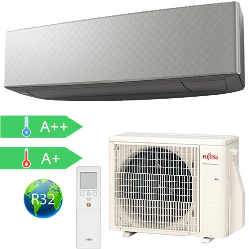 FUJITSU ASYG12KETA-B/AOYG12KETA (kültéri + beltéri egység) Oldalfali split klíma (Szürke) 3,4 kW Hősz. Inver. R32