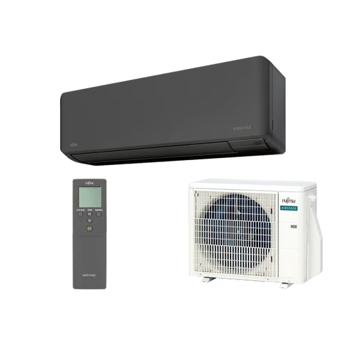 FUJITSU AIRSTAGE ASEH14KMCG-B/AOEH14KMCG Oldalfali split klíma készlet ( Fekete) WIFI 4,2 kW Hősz. Inver. R32
