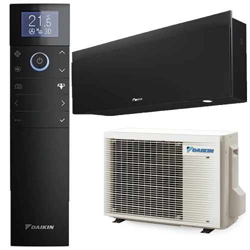 Daikin Emura matt fekete FTXJ20AB/RXJ20A (kültéri + beltéri egység) Oldalfali split klíma 2,0 kW, Hősz, Inverter, R32, WIFI