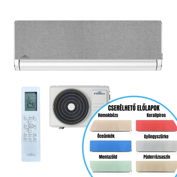 Fisher FSAIF-Art-94AE3-W-GR/FSOAIF-Art-94AE3 2,5 kW inverteres split klíma Ezüstszürke textil cserélhető előlappal
